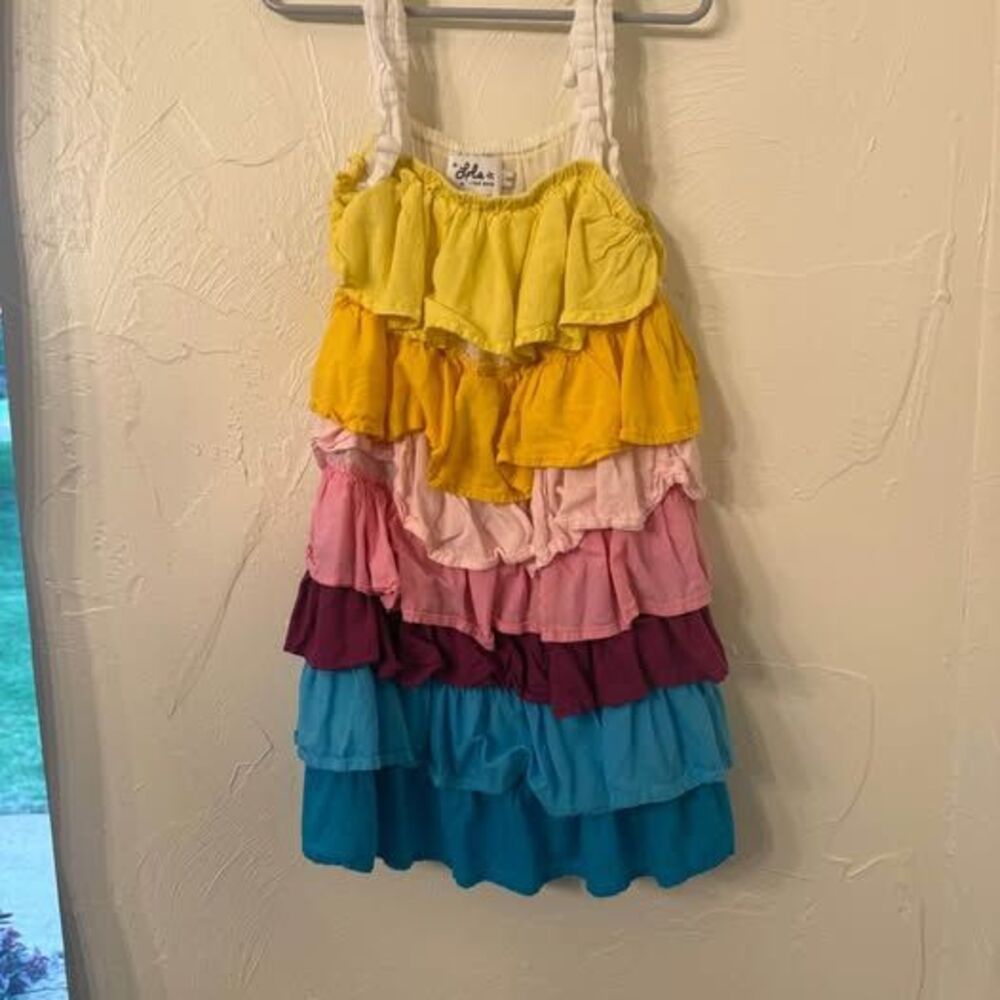 Lola + the boys tiered rainbow dress